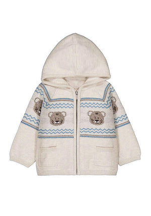 Mayoral Baby Boy Hooded Long Sleeve Knit Cardigan, Cream