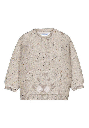 Mayoral Baby Boy Long Sleeve Tiger Knit Jumper, Beige