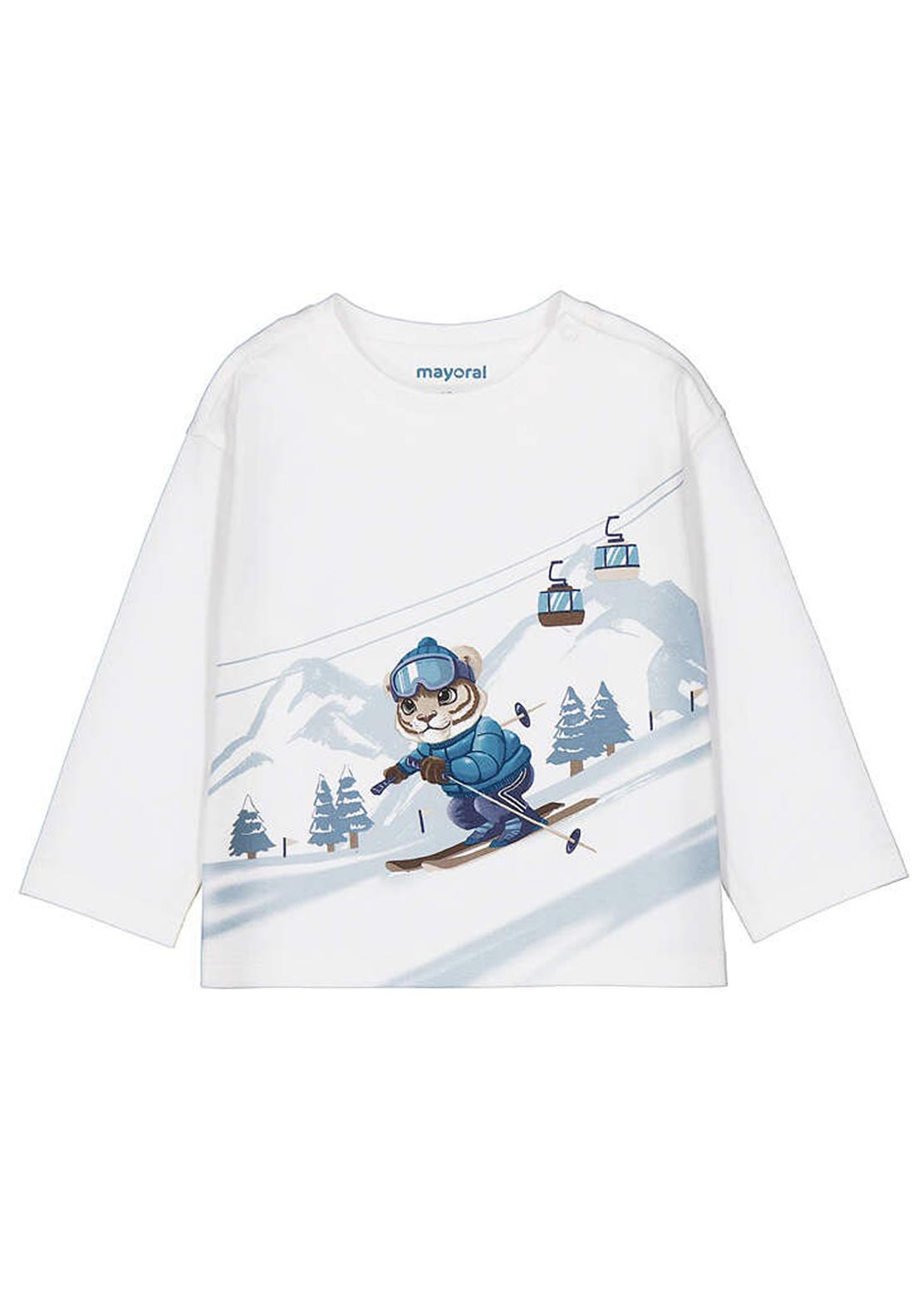 Mayoral Baby Boy Tiger Landscape Long Sleeve Top, White