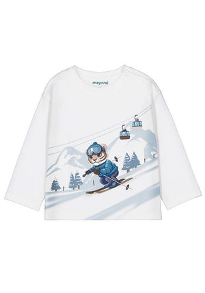 Mayoral Baby Boy Tiger Landscape Long Sleeve Top, White