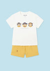 Mayoral Baby Boy Monkey Tee and Short Set, Yellow