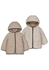 Mayoral Baby Boy Reversible Shearling Hooded Coat, Beige