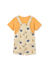 Mayoral Baby Boy Safari Dungaree Short and Tee Set, Beige