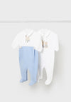 Mayoral Baby Boy Bunny 2 Piece Bodysuit Set, Blue Multi