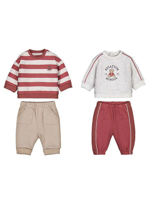 Mayoral Baby Boy Aviation Tracksuit Set, Red Multi
