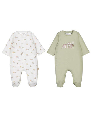 Mayoral Baby Boy Tractor Set Of 2 Babygows, Green