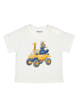 Mayoral Baby Boy Animal Buggy Short Sleeve Tee, Off White