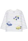 Mayoral Baby Boy Stripe Car Print Long Sleeve Top, White