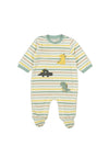 Mayoral Baby Boy Stripe Dino Velour Long Sleeve Sleepsuit, Green
