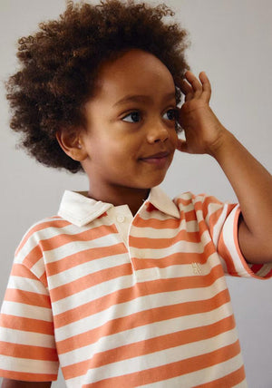 Mayoral Mini Boy Stripe Short Sleeve Polo, Orange