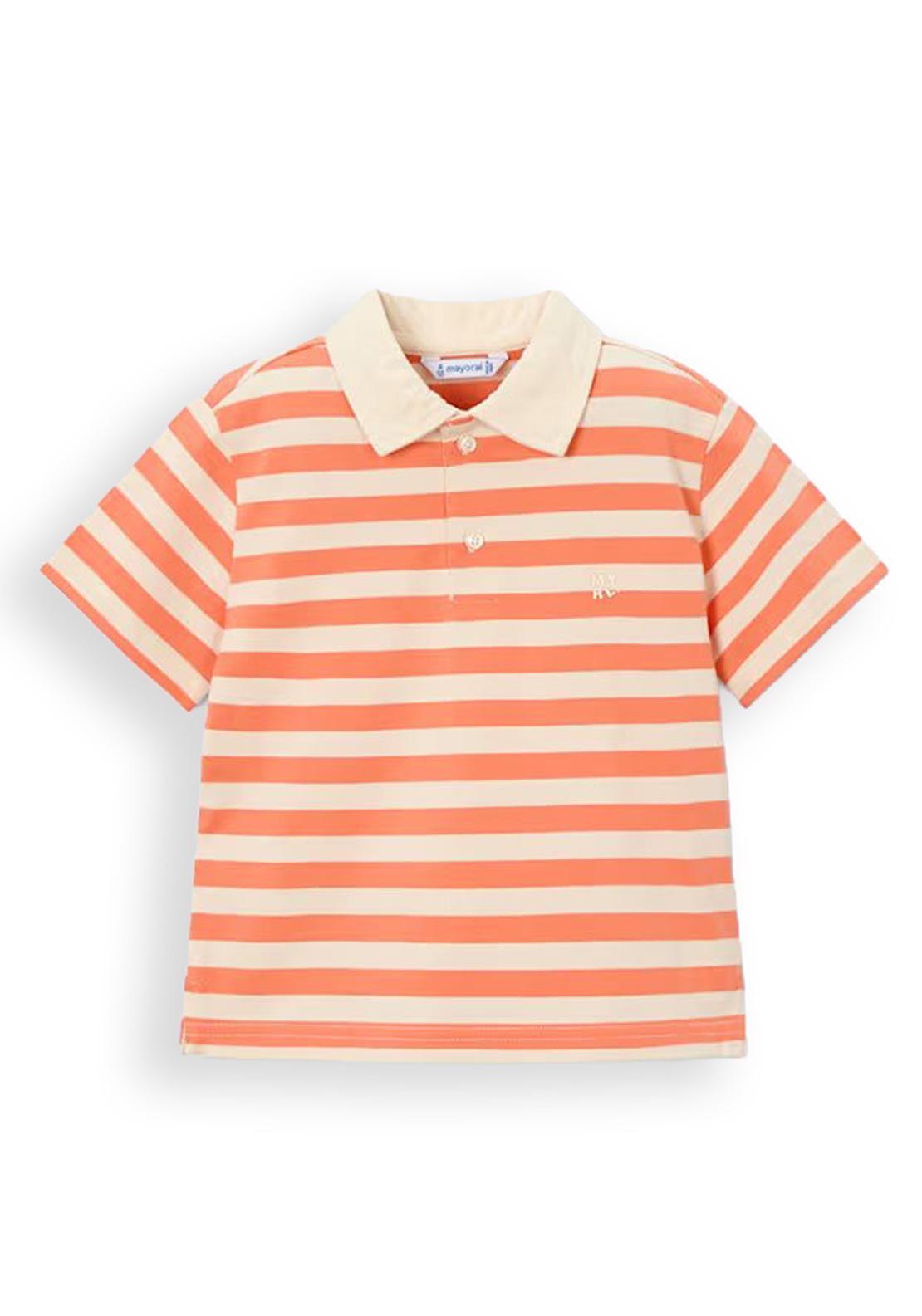 Mayoral Mini Boy Stripe Short Sleeve Polo, Orange