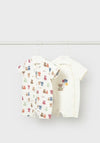 Mayoral Baby Boy Teddy Short Romper Set, White