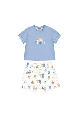 Mayoral Baby Boy Teddy Tee and Short Set, Blue