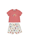 Mayoral Baby Boy Teddy Tee and Short Set, Orange Multi