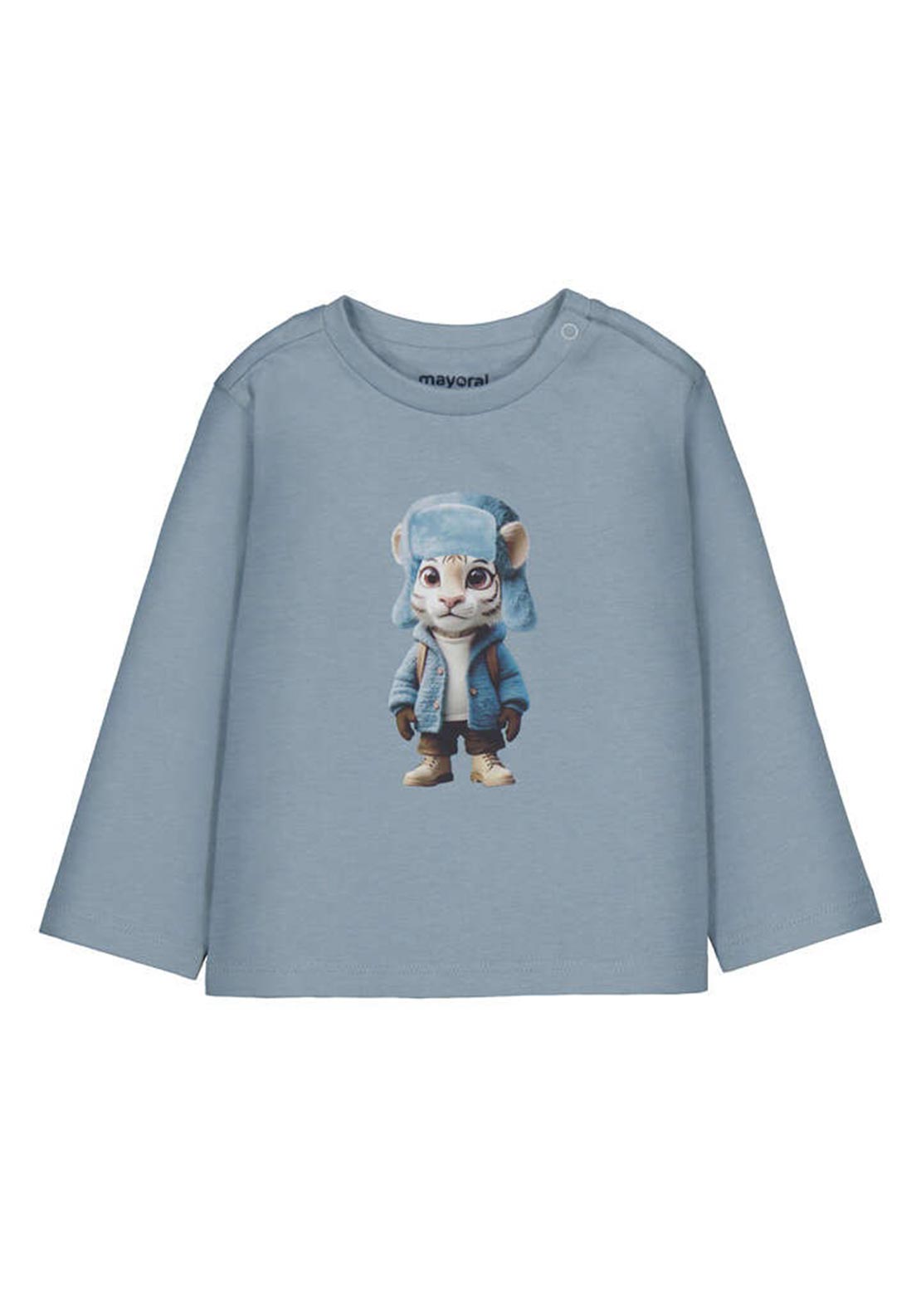 Mayoral Baby Boy Winter Tiger Print Long Sleeve Top, Blue