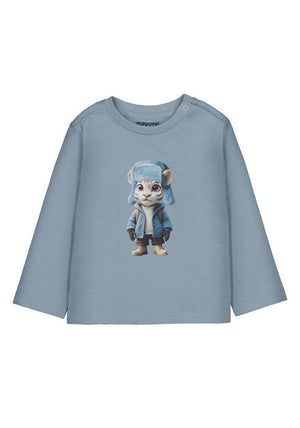 Mayoral Baby Boy Winter Tiger Print Long Sleeve Top, Blue