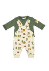 Mayoral Baby Boy Farm Dungaree and Top Set, Beige Multi