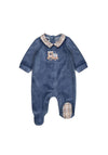 Mayoral Baby Boy Train Velour Long Sleeve Babygrow, Blue