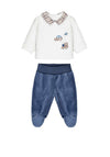 Mayoral Baby Boy Velour Car Top and Pant Set, Navy