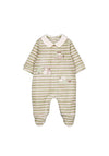 Mayoral Baby Boy Stripe Velour Long Sleeve Babygrow, Green