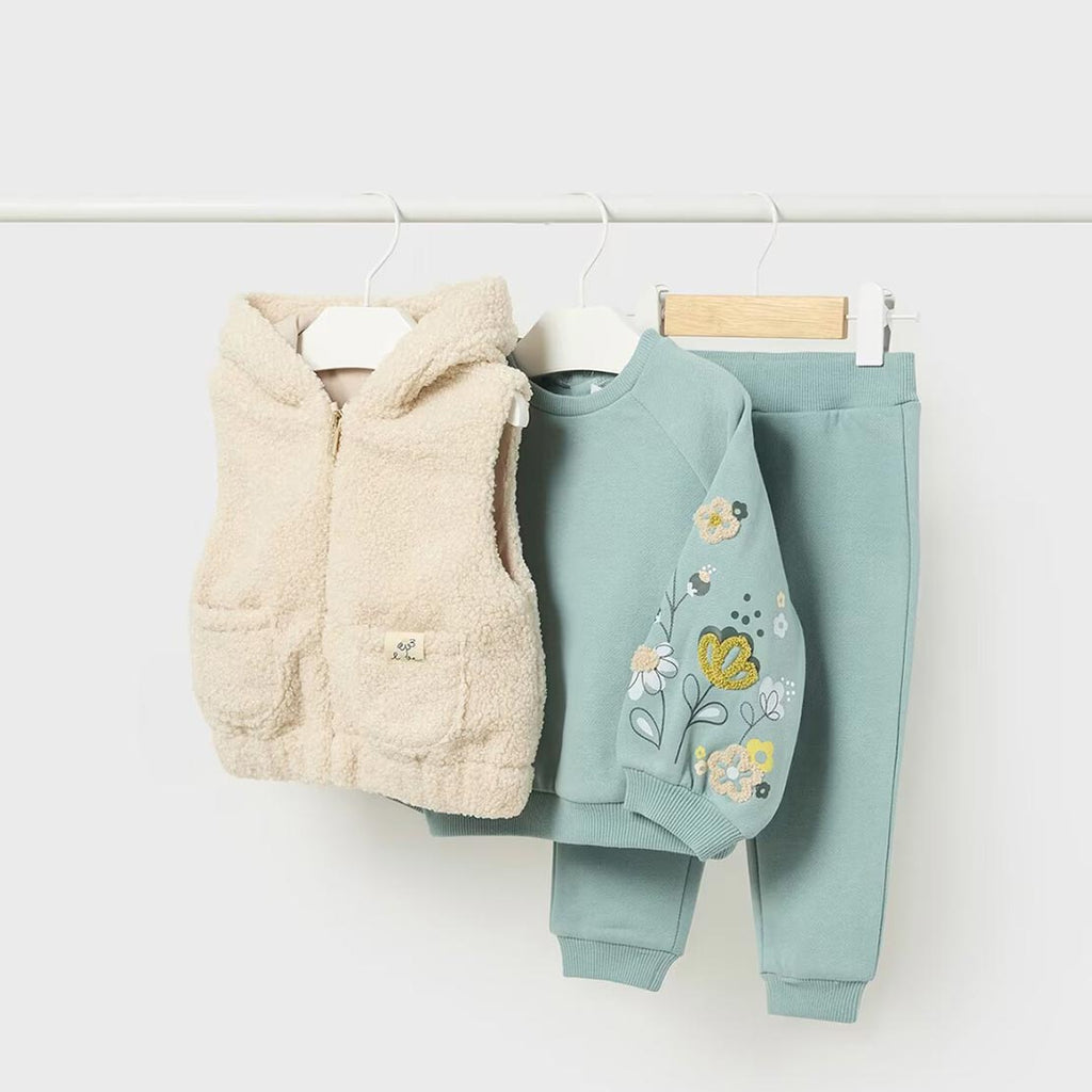 Mayoral Baby Girl Piece Floral Detail Tracksuit, Green McElhinneys