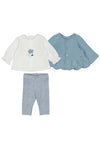 Mayoral Baby Girl Floral 3 Piece Set, Snow Blue