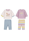 Mayoral Baby Girl Animal 4 Piece Top and Legging Set, Purple Multi