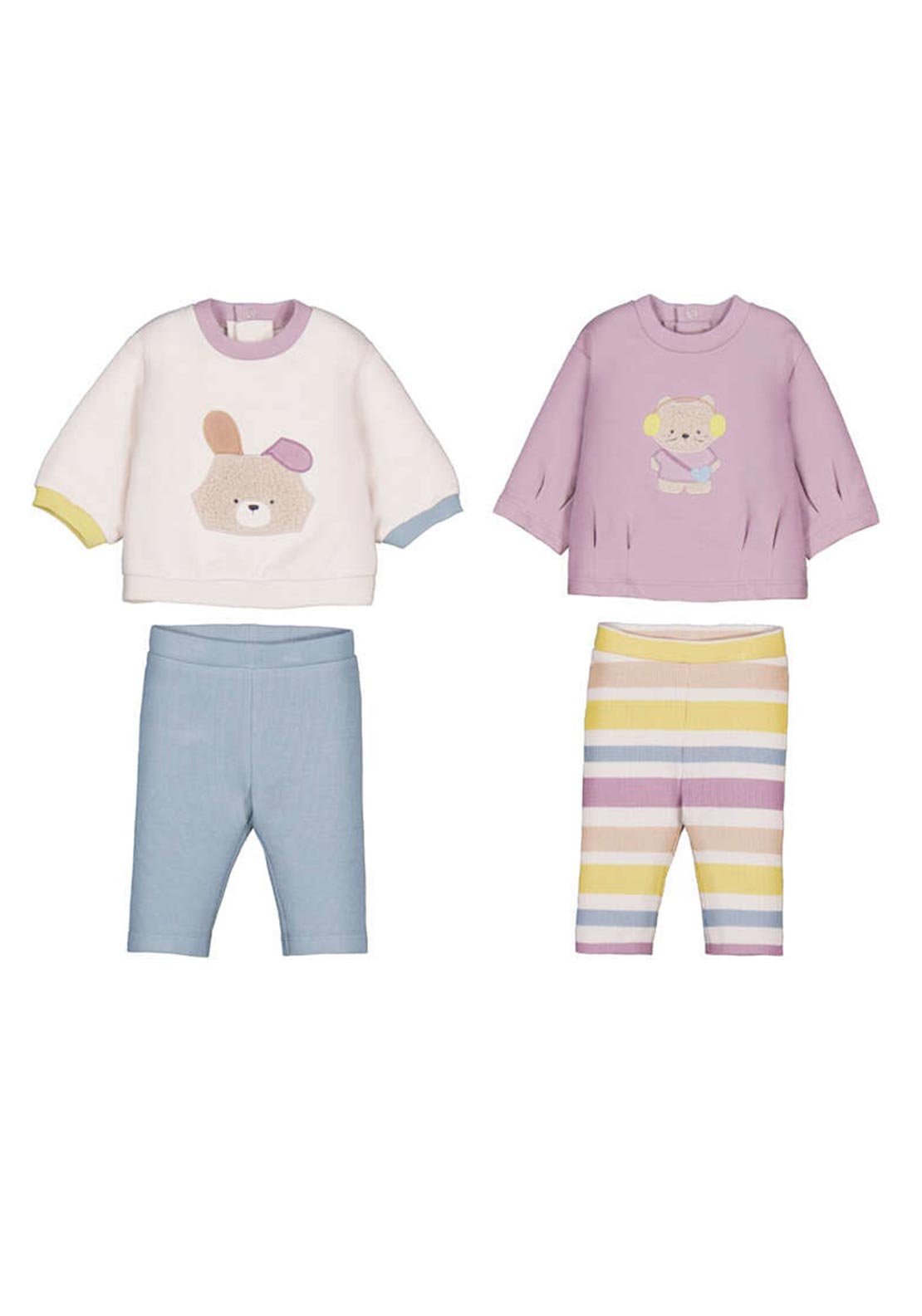 Mayoral Baby Girl Animal 4 Piece Top and Legging Set, Purple Multi