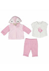 Mayoral Baby Girl Bird Three Piece Tracksuit, Pink