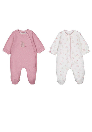 Mayoral Baby Girl Long Sleeve Rabbit Babygrow Set, Pink Multi