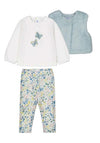 Mayoral Baby Girl Butterfly 3 Piece Outfit, Blue