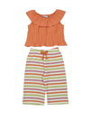 Mayoral Baby Girl Crochet Trouser and Top Set, Orange