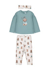Mayoral Baby Girl Cute Dog Top Legging and Headband Set, Green