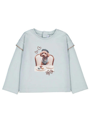 Mayoral Baby Girl Puppy Print Long Sleeve Top, Blue