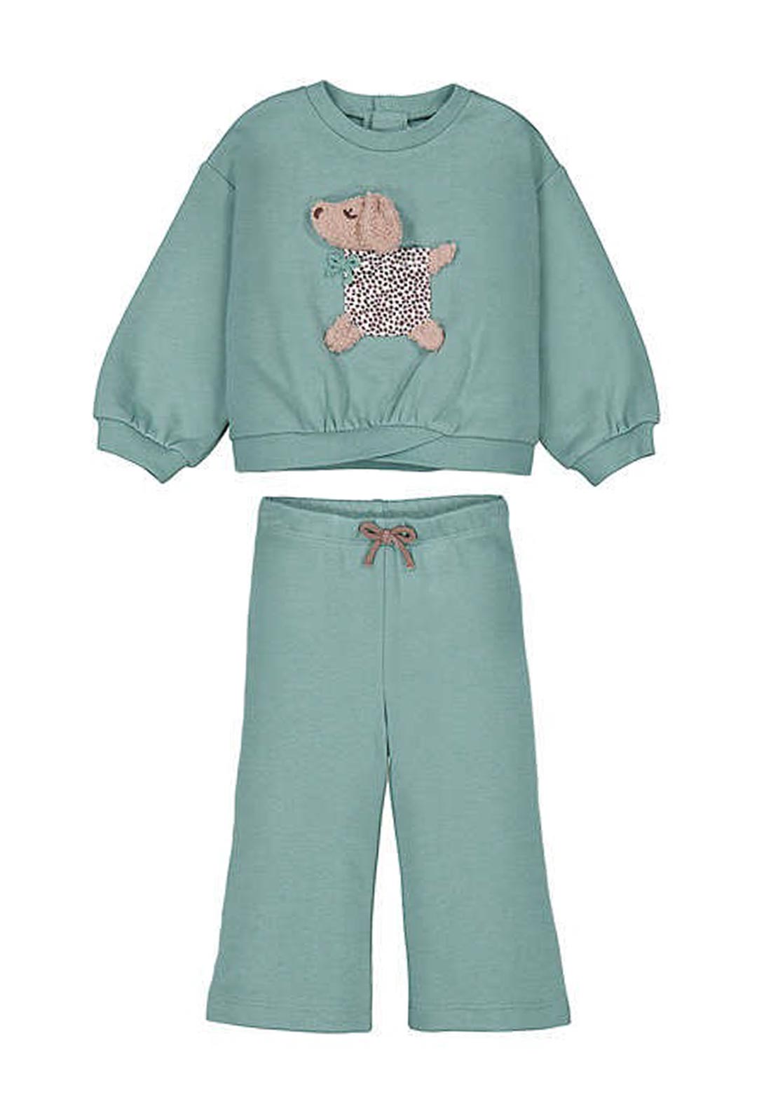 Mayoral Baby Girl Dog Sweater and Jogger Set, Green