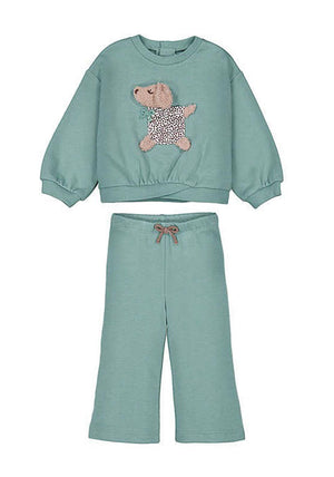 Mayoral Baby Girl Dog Sweater and Jogger Set, Green