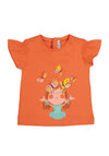 Mayoral Baby Girl Embroidered Short Sleeve Tee, Orange