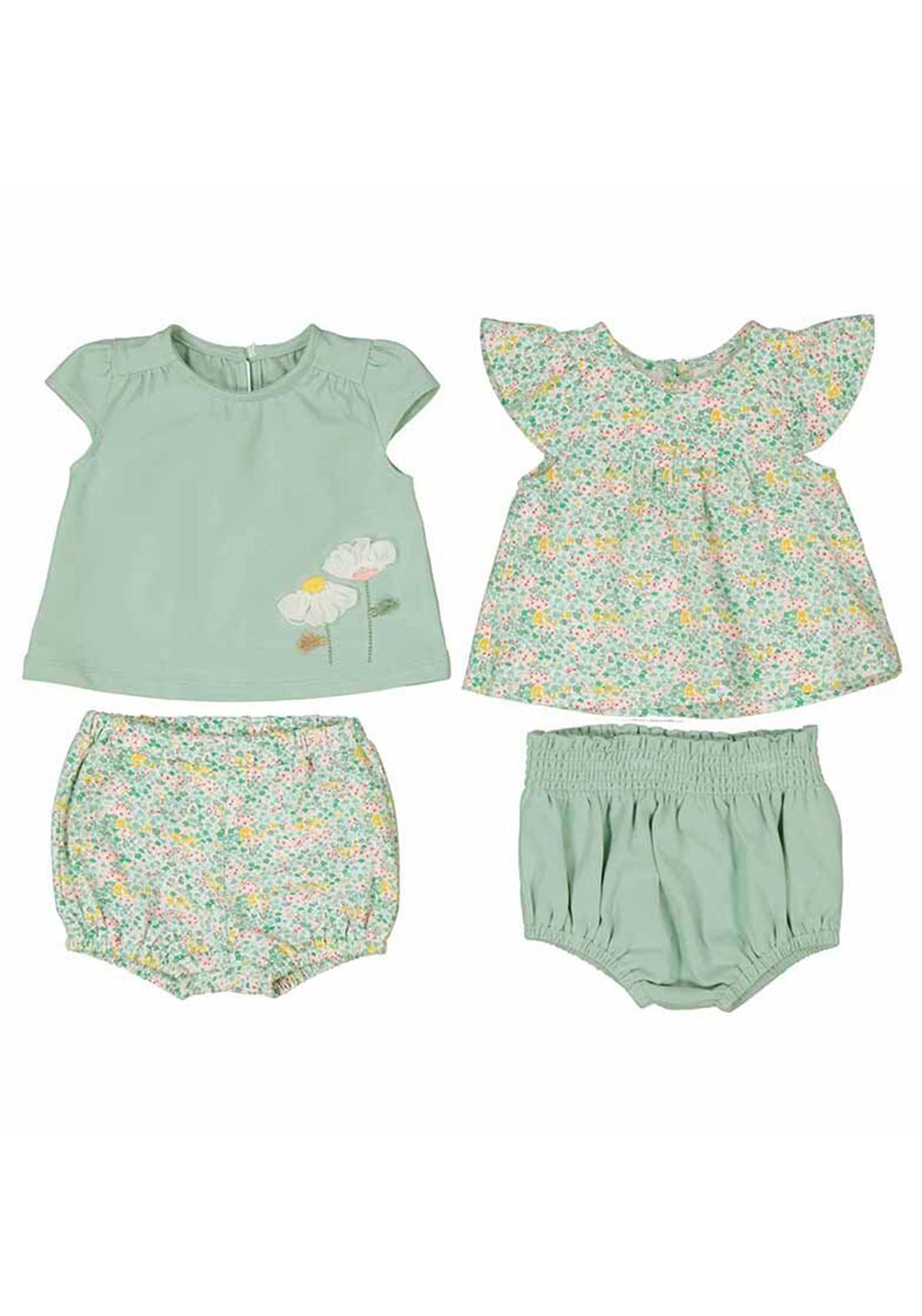 Mayoral Baby Girl Floral Four Piece Set, Green