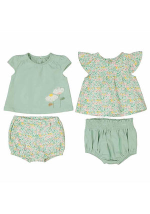 Mayoral Baby Girl Floral Four Piece Set, Green