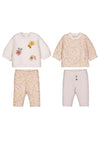 Mayoral Baby Girl Floral 4 Piece Top and Legging Set, Beige