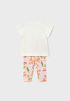 Mayoral Baby Girl Floral Bike Tee and Legging Set, Orange