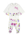Mayoral Baby Girl Long Sleeve Frill Top and Pant Set, White Multi
