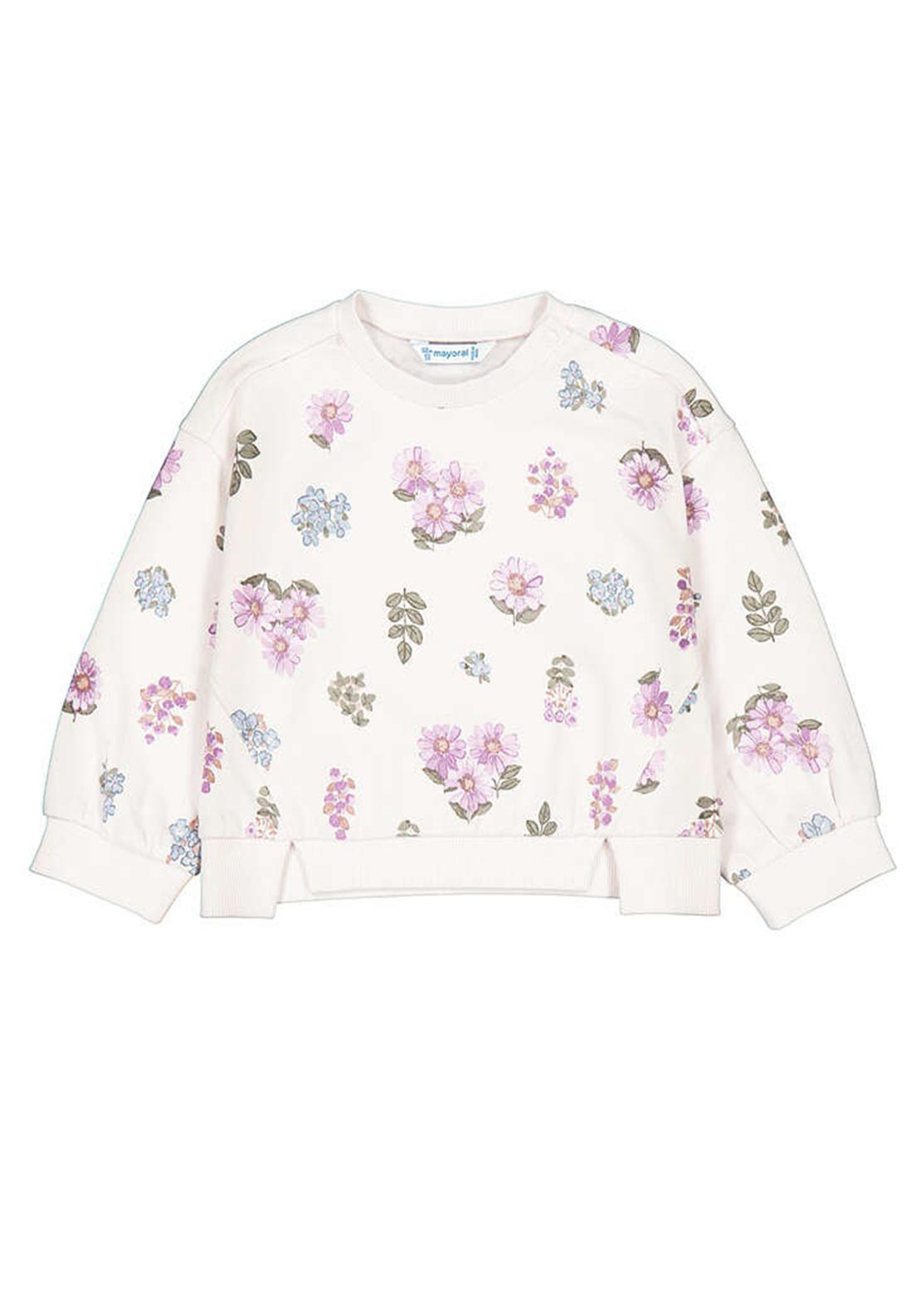Mayoral Baby Girl Long Sleeve Floral Sweater, Off White