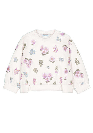 Mayoral Baby Girl Long Sleeve Floral Sweater, Off White