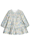 Mayoral Baby Girl Floral Velvet Feel Long Sleeve Dress, Blue Multi