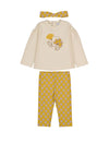 Mayoral Baby Girl Floral Top Legging and Headband Set, Yellow