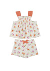 Mayoral Baby Girl Floral Top and Short Set, Orange