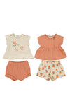 Mayoral Baby Girl Floral Four Piece Top and Short Set, Peach