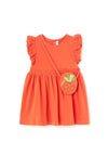 Mayoral Baby Girl Frill Sleeve Dress and Bag Set, Orange