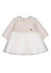 Mayoral Baby Girl Long Sleeve Knit Tulle Dress, Cream